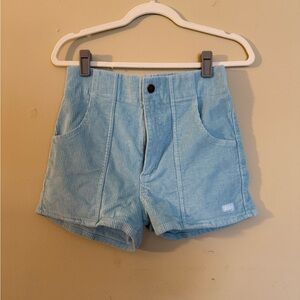 Light Blue Corduroy High Waist Women's Shorts